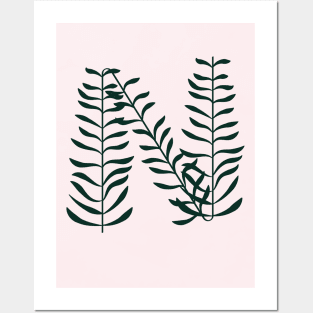 Alphabet N Botanical Posters and Art